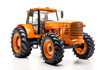 Obraz premium Red farm agricultural tractor isolated on white
