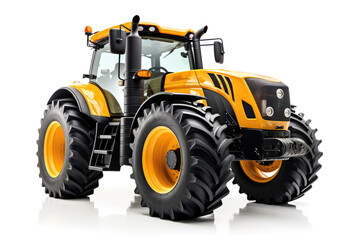 Big yellow agricultural tractor isolated on white