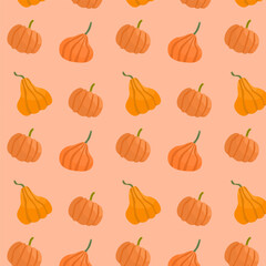 Vector pumpkins seamless pattern.Flat style. Vector illustration.