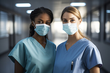 Fototapeta na wymiar doctor and nurse with mask