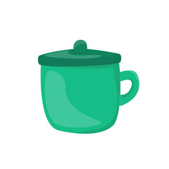 Green cup with lid illustration for winter