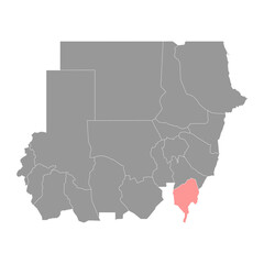 Blue Nile State map, administrative division of Sudan. Vector illustration.