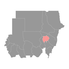 Gezira State map, administrative division of Sudan. Vector illustration.