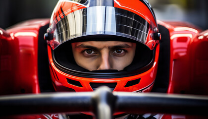 Formula One racing driver before the start of the competition - obrazy, fototapety, plakaty