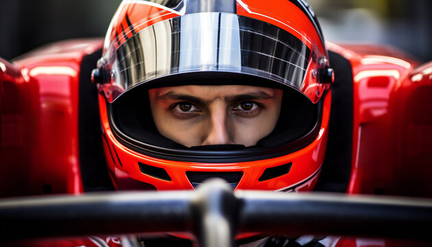 Formula One racing driver before the start of the competition
