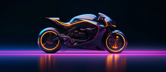 Futuristic Generic Motorcycle Concept Design with Colourful