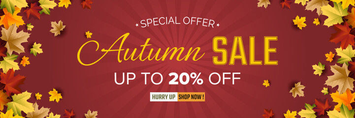 Autumn Sale Background 2023, set of abstract backgrounds with leave frame, autumn sale, landscape banner, posters, cover design templates, social media wallpaper stories