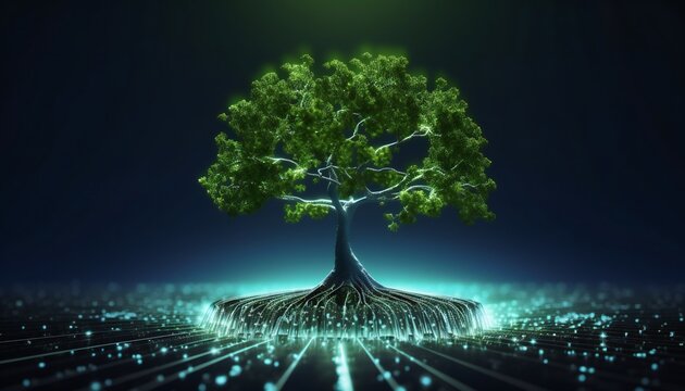 Growing Internet Startup with Green Tree Growing from Network