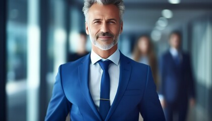 Joyful Middle-Aged Businessman CEO Standing in Office