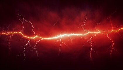 Red horizontal lightning in the dark sky