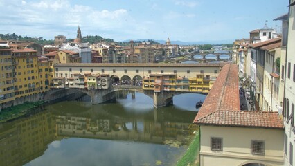 Historic Ponte Vecchio Bridge on Arno River in Florence, Tuscany, Italy