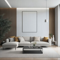 interior of modern minimal luxury living room apartment, generative AI