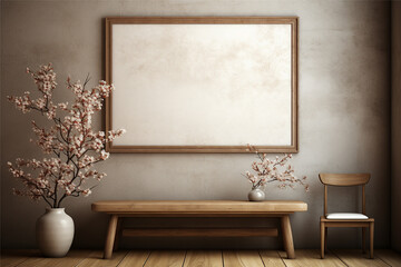 wooden frame in home interior background, frame, mockup