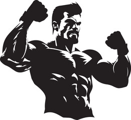 Strong man silhouette, Bodybuilder man, Fitness man logo, Fitness club and gym logo, Vector illustration, SVG	