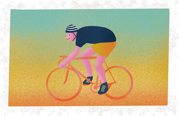 Biking stamp illustration