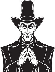 Vintage wizard, Magician man in a hat, Vector illustration, SVG