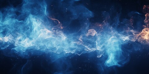 Industrial abstract blue background with flying fire generative ai