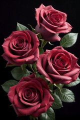 Beautiful red roses on black background