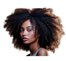 Profilowy head shot czarnoskórej kobiety z afro.  - obrazy, fototapety, plakaty