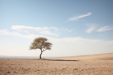 Lone Tree in a Cast Landscape - Solitude and Strength - AI Generated