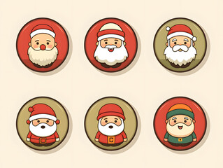 Set of cute Christmas and New Year character design, red and cute sticker, christmas set, banner.