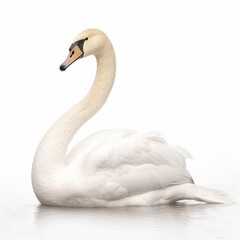 Trumpeter swan bird isolated on white background.