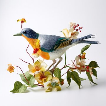 Tropical parula bird isolated on white background.
