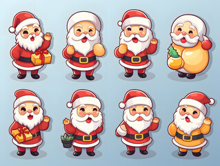 Obraz na płótnie Canvas Set of cute Christmas and New Year character design, red and cute sticker, christmas set, banner.
