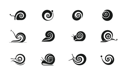 Set of snail icon or logo isolated sign symbol. Vector illustration - Collection of high quality black and  white style. Vector icons © ckybe