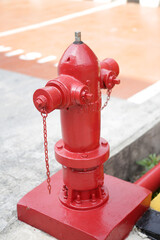 red fire hydrant on the outdoor office parking