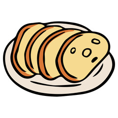 Sliced bread cartoon line filled illustration
