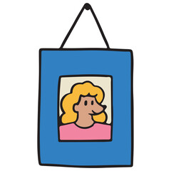 Wall frame cartoon line filled illustration