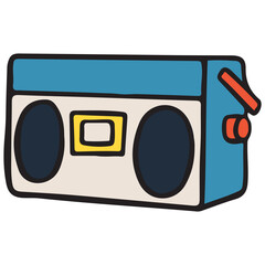 Radio cartoon line filled illustration
