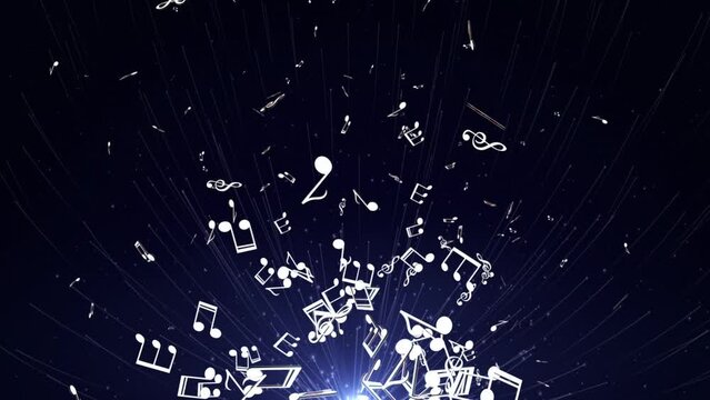 Flying Musical Notes Animation, Rendering, Background, Loop
