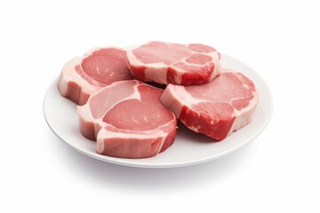 Plate raw pork food. Generate Ai