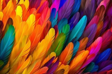 Rainbow feathers. Generate Ai