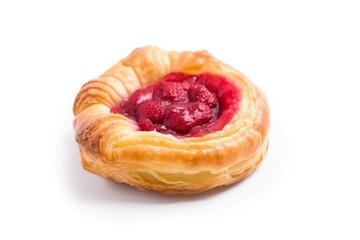 Raspberry danish bun food. Generate Ai