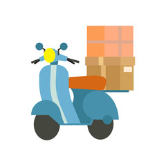 Scooter with boxes flat illustration
