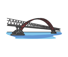 Kahayan Bridge  Indonesian Landmark Illustration