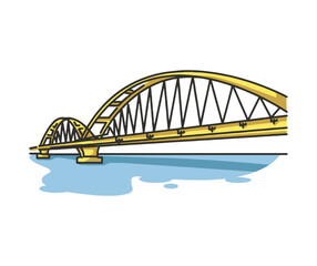 Ponulele Barito Bridge Indonesian Landmark Illustration