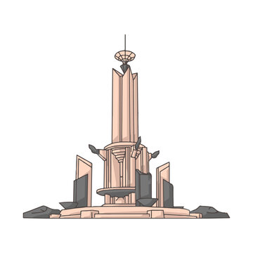 Banjarbaru Monument Indonesian Landmark Illustration