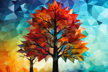 Autumn leaves colorful illustration