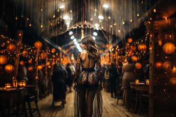 Fototapeta premium Sexy woman entering a halloween party