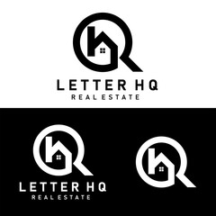 letter HQ house logo design vector art