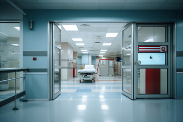 The sliding doors of an emergency room rapidly parting ways, echoing the urgency of critical care moments