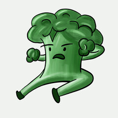 broccoli illustration. Cheerful Cartoon broccoli.