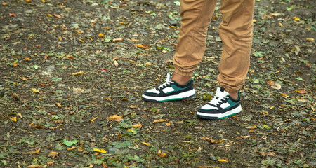 Men sneakers in outdoors.