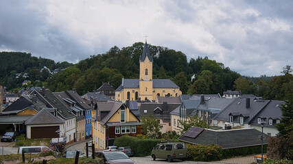 Fototapeta na wymiar Stadtkirche St. Michaelis, Blick auf Bad Lobenstein, Thüringen, Deutschland