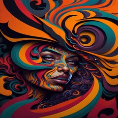 A chaotic swirl of vibrant colors and shapes, depicting the inner turmoil of a person struggling with a mental disorder.