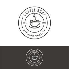 Coffee logo vector design template, retro vintage coffee shop logo